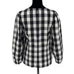 J. Crew Womens Puff Sleeve Oversized Gingham Top Black & White Size 6 Photo 3