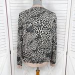 Kori  Leopard Print Lightweight Zip Up Bomber Track Jacket Tan Black Medium Photo 3