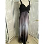 Betsy and Adam Black Silver Ombre Pleated Gown Metallic Empire Waist Dress 14 Photo 4