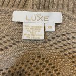 Cache Luxe Cashmere Sweater Y2k Dolman Crochet Knit Metallic Champagne XS Photo 4
