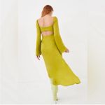 For Love & Lemons Allie Long Sleeve Cutout Ruched Slit Midi Dress Green XS Photo 3