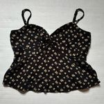 American Eagle  XS Black Floral Babydoll Top w/ Adjustable Straps Photo 6