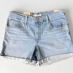 Levi's Mid Length Women’s Hypersoft Mid Rise Shorts Light Wash Size 10 Waist 30 Photo 5