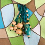 Y2k Vintage Suruchi Green & Blue Geometric Abstract Tote Shoulder Bag Beaded Photo 4