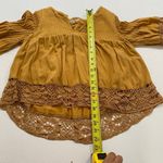 Tularosa Boho Crochet Trim Blouse XS Women’s Mustard Top Lace Hem Peasant Style Photo 6