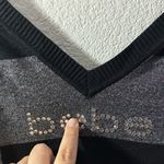 Bebe  Striped Black And Grey Metallic Long Sleeve Bodycon Sweater Dress Photo 8