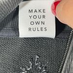 Aerie  OFFLINE THROWBACK CROP CORSET SWEATSHIRT HALF ZIP DISTRESSED GRAY‎ NEW Photo 4