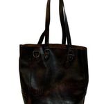 Fossil  Heavy Glove Leather Black Distressed Large Tote Bag Unlined Double Handle Photo 0