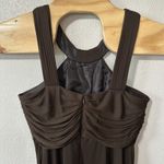 Alex Evenings Alex‎ Evenings Formal Ruched Bust Halter Dress Brown Size 10 Shimmer Y2K Maxi Photo 4