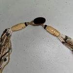 None Vintage Bone Multi Strand Beaded Seed Bead Toggle Necklace Photo 1