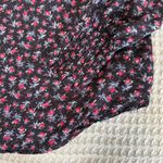 Lucky Brand  Peasant Blouse Womens Small Navy Pink Floral Boho Bohemian Top Shirt Photo 2