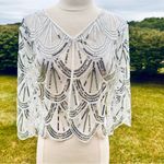 Vintage White and Silver Sequin Capelet Photo 2