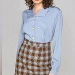 J.ING Jing Dusty Blue Long Sleeve Collared Blouse Top Size M NWT Size M Photo 0