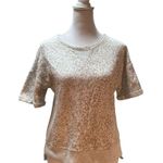 Stars Above Cream with Tan & Pale Pink Animal Print Short Cuff Sleeve Sweatshirt Photo 0