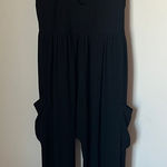 Black Sleeveless Jumpsuit Pockets Women’s Large Cutout Stretch Zipper Photo 0