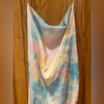 ZARA  Pastel Tie-Dye Satin Side Ruched Midi‎ Slip Dress Size Small Insta Fav NEW Photo 6
