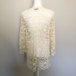 Step In Style Top Tunic Crocheted Swim Coverup Long Sleeve Cream Natural Neutral Tan Size M Photo 6