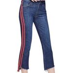 MOTHER Women's Straight Leg Jeans in Blue with Red Stripe Size 30 Photo 0
