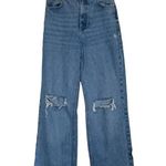 ZARA Super High Rise Baggy Mom Jeans Light Wash Trendy Size 2 Distressed Photo 0