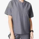 FIGS Scrub Top Gray Graphite Dahra Henley Blouse Size XXS Short Sleeve Photo 0