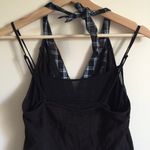 Free People Vintage Black Blue Plaid Flannel Edgy Grunge Halter V Neck Tank Top Photo 5