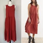 Nation Ltd 100% Pima Cotton Melissa Red Ruffle Midi Dress Photo 1