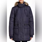 Sam Edelman Navy Blue Faux Fur Trimmed Down Filled Parka Coat Women’s Size XL Photo 1