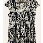 Anthropologie Vanessa Virginia Abstract Print Navy White V-Neck Tunic Top Size M Photo 3
