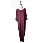 SKIMS Dress Women Large Maroon Soft Lounge Ringer Tee Maxi Sleep Shirt NWT Photo 1