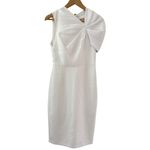 Alice + Olivia Kiro Ruffle-Shoulder Midi Sheath Dress in Bright White Size 4 Photo 6