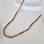 Jasper Bead Crystal Long necklace Smaller Beads Terracotta Color Brown Photo 2