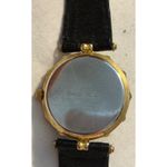 Adolfo Quartz Watch Black Leather Band Gold Tone Stainless Steel Back Photo 1