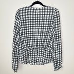 Gap NEW NWT ‎ Black White Gingham Plaid Long Sleeve Peplum Top Size Medium Photo 5