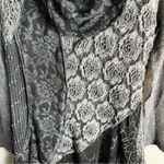 Adore Black Gray Mixed Textiles Lagonlook Asymmetrical Floral Tunic Top Photo 2