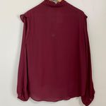 Velvet Heart Women’s Long Sleeve Ruffle V Neck Blouse Wine Size Small NWT Photo 6
