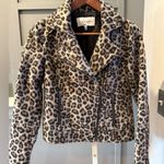 Cupcakes and Cashmere Margaux Moto Jacket Leopard Print Size Small Brown Photo 4