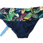 Bleu Rod Beattie  Banded Hipster Bikini Bottom Sarong Palm Print Navy Blue 8 Photo 3