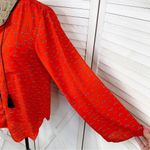 Libby‎ Edelman Bumble Bee Blouse Red Black Medium Long Bell Sleeve Photo 8