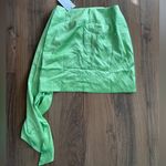 Line and Dot  $98 Asymmetrical Lime Neon Green Satin Mini Skirt Y2K Resort Vacation Photo 3