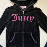 Juicy Couture  2012 velour Black full zip Hoodie with Pink glittery Logo Photo 6