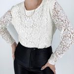 Vintage 90s NY Jeans Cream Lace Long Sleeve Top Size L Photo 0