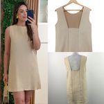 ZARA  Faux suede Cream Straight Fit Square Back Mini Dress Photo 1