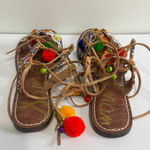 Sam Edelman Lisabeth Women’s Beaded Pom Pom Gladiator Sandals – Boho Festival Photo 3