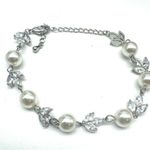 Pearl Bracelet Clear Zirconia Silver Plating Over Alloy Lobster Clasp Adjustable Photo 10