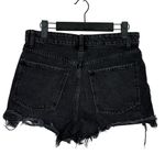ZARA  The High Rise Cotton Distressed Cut Off Shorts Button Fly Denim 6 Black Photo 6