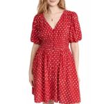 Madewell ‎ Sophia Mini Dress Bandana Flower Red Spring Button Down Women's Size M Photo 4