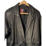 Vintage 80s Womens Full Length Black Leather Coat Size M Lined G Photo 2