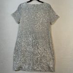 MSK Silver Shimmering Sequin Embellished Short Sleeve Shift Dress Size Medium Photo 4