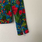 ZARA Basic Zip Up Long Sleeve Green/Blue/Red Floral Lined Jacket Size XS Photo 9