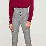 ZARA Woman High-Waist Glen Plaid Straight-Leg Trousers Photo 0